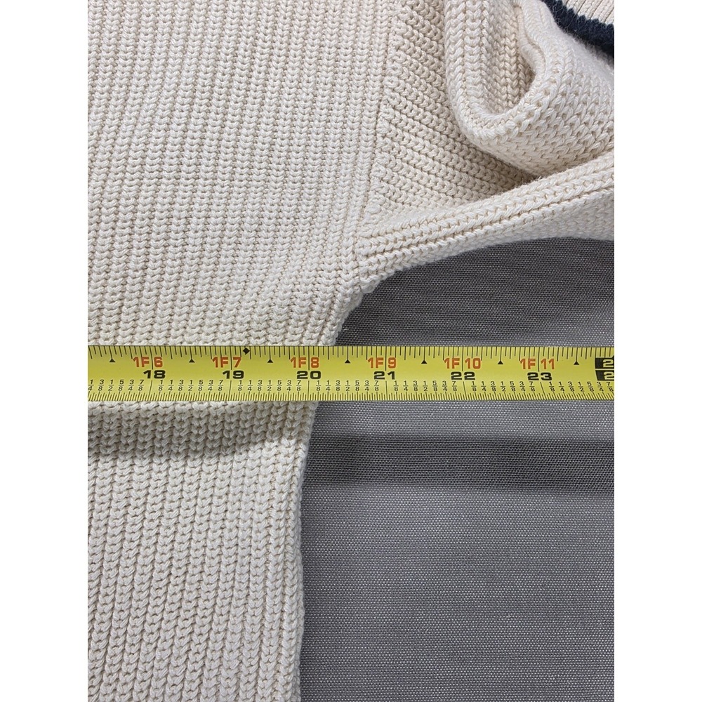Old Navy Women's Cotton Button Cardigan Sweater Large Beige Navy Preppy Academia - Picture 4 of 8